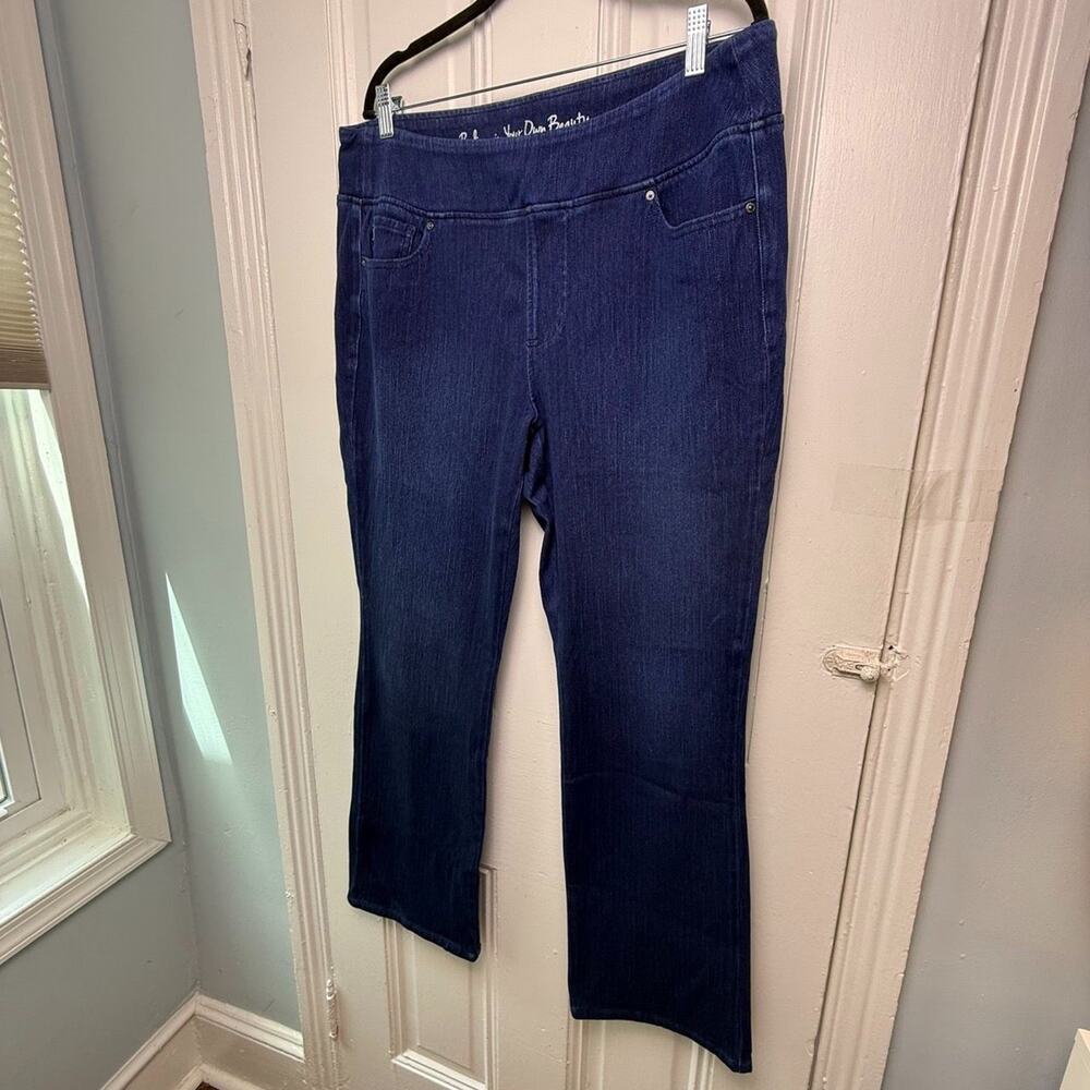 Belle by Kim Gravel Flexibelle Bootcut Jeans Womens 18 Dark Indigo NWOT